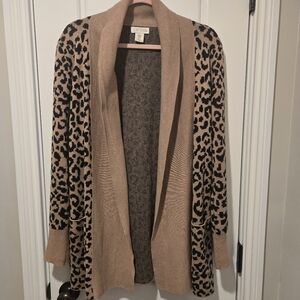 Ruby Moon Tan and Black Leopard Print Cardigan Size Medium